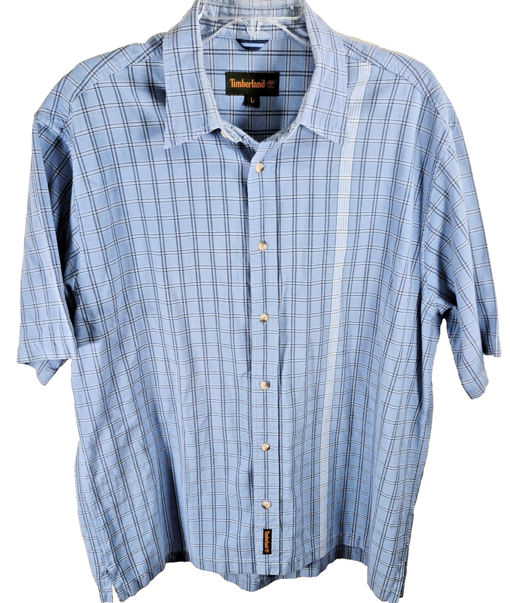 Timberland Men's Blue Plaid Button Down Shirt Size Large